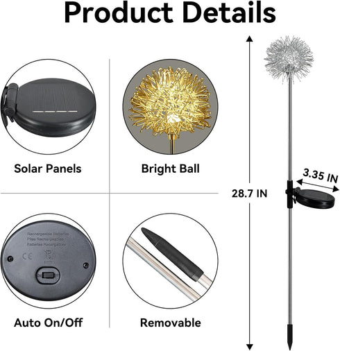 Solar Garden Lights Outdoor - 2 Pack Outdoor Decorative Garden Lights, Waterproof Solar Outdoor Lights, Auto ON/Off