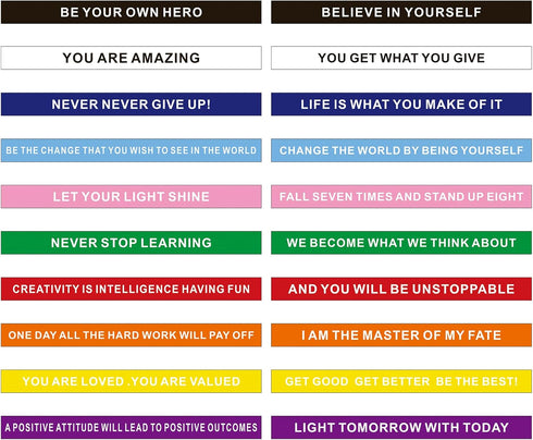 Motivational Quote Rubber Wristbands - Colored Inspirational Silicone Bracelets for Men, Women, Teens, 20 Styles