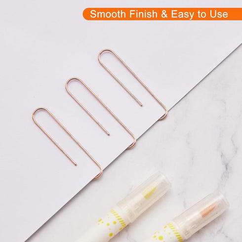 Rose Gold Paper Clips, 200 Count Large Size, 2 Inch Jumbo for School and Office Supplies