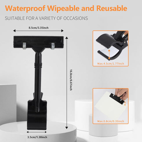 Mlici Sign Clips Merchandise Sign - Plastic Adjustable Clip Sign Holder Stand, 8 Pieces Clip-on Style for Shelf Label