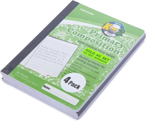 Mintra Primary Composition Notebook (Full Sheet) (4 Pack, Assorted)