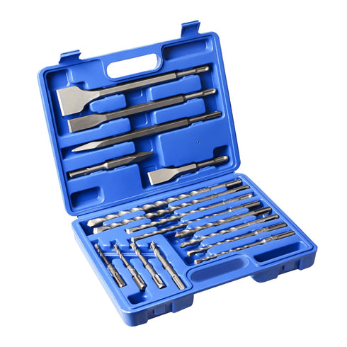 17Pcs SDS-Plus Rotary Hammer Drill Bits and Chisel Set - Carbide-Tipped with Storage Case for Concrete, Brick, Stone
