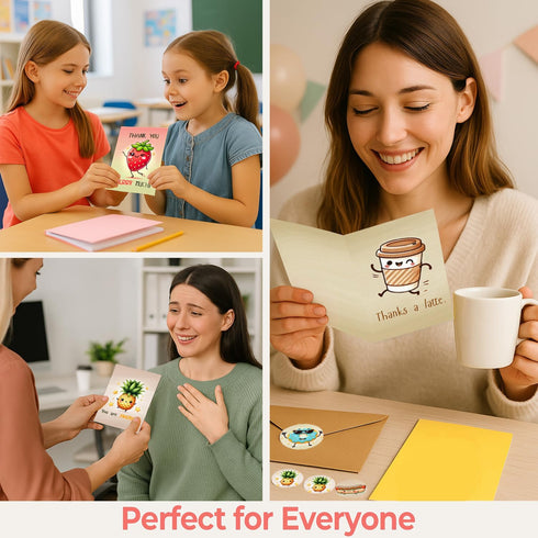 Cute Thank you cards with Envelopes & Stickers - Cute Pun Blank Greeting Cards | Pefect for Baby Shower, Wedding