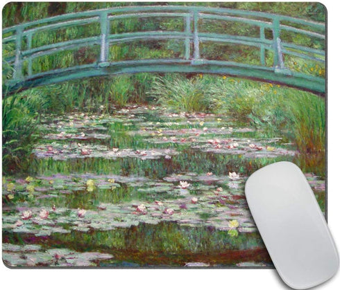 Decorative Mouse Pad, Monet Footbridge Art Print Painting Rectangle Non-Slip Rubber Gaming Mousepad