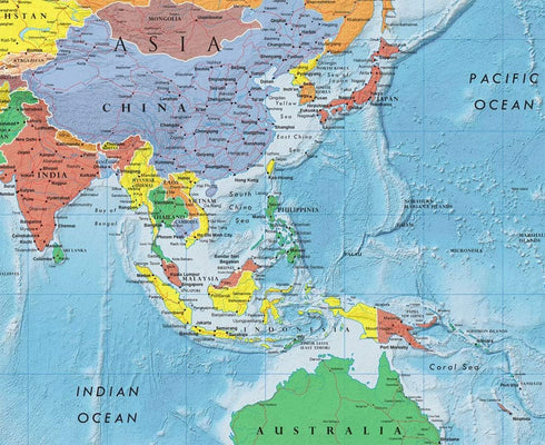 World Premier Wall Map Poster Mural by Swiftmaps, 24h x 36w