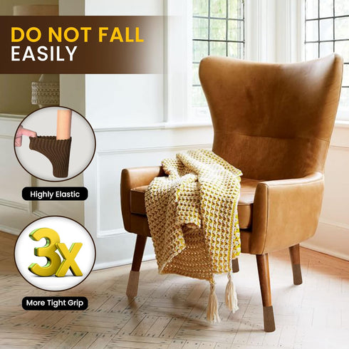 Generic 16 Pcs Luxury Brown Chair Leg Socks Premium Furniture Protectors for Hardwood Floors, Non-Slip & High Elastic