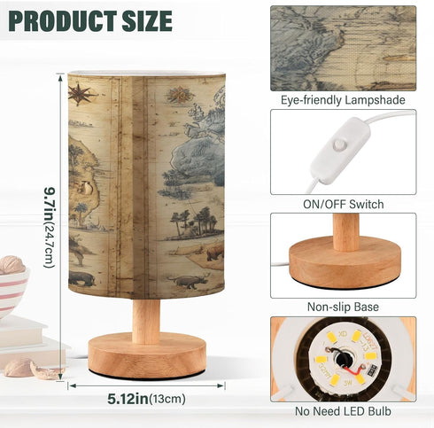 Vintage African Animal Bedside Table Lamp for Bedroom Living Room Nightstand LED Light Lamps,Bedside Lamps with USB