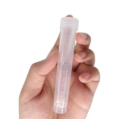 Honbay 12pcs 10ml Plastic Test Tubes, Screw Cap Vial Container with White Seal Cap