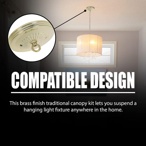 Ciata 5 Inch 50 Lighting Canopy Kit with Hook, Mounting Hardware for Chandelier, Fan, Swag Light Fixtures, Pendant
