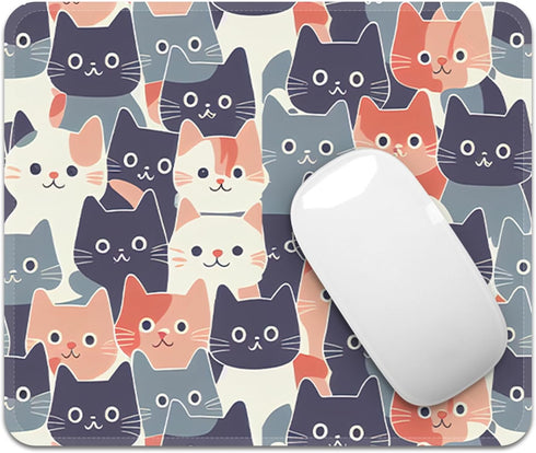 Square Mouse Pad with Stitched Edge, Premium Mousepad Washable Cloth. Computer Mouse Pad with Non-Slip Rubber Base, Mouse Pads for Computers Laptop Mouse 9.25x7.75x0.12 inch-Round Face Cat by FROGIGO