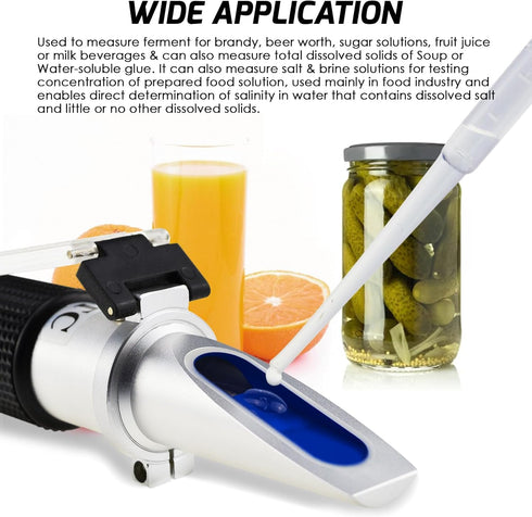 2-in-1 Brix Salinity Refractometer, Professional Brix Refractometer with ATC, and Dual Scale 0-32% Brix & 0-28% Salinity with ATC Sodium Chloride in Food Salt Seawater Brine Beer fruits Cutting Liquid
