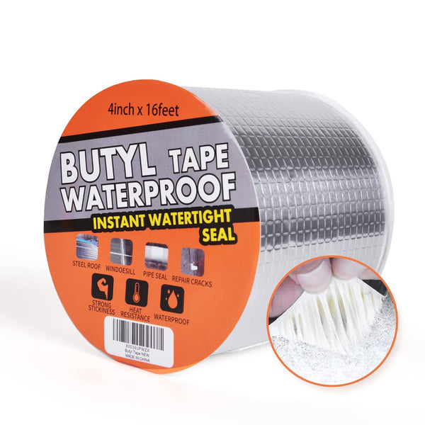 Waterproof Butyl Tape, Aluminum Foil Sealing Tape for RV Repair, Window, Glass & Pipe Sealing, Silver, 4inch x 16feet