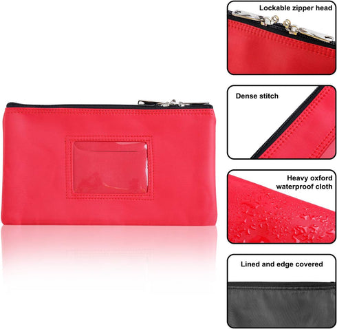 Lockable Bank Deposit Bag with Upgraded Zipper, Multi-Purpose Storage Zipper Pouch in Dark Blue