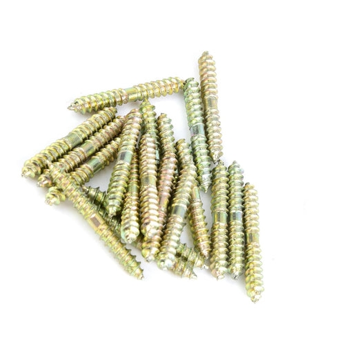 20pcs M5 40mm Dowel Iron Double Ended Zinc Plating Self-Tapping Thread to Wood Dowel