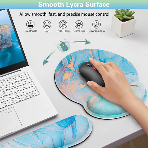 Qomalama 3-in-1 Mouse Pad with Wrist Rest Set, Ergonomic Mouse Pad, Keyboard Gel Wrist Rest, Non-Slip Design