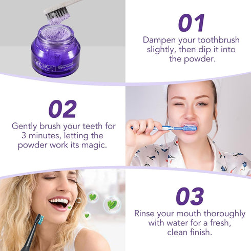 2Pack Teeth Whitening Powder, Purple Teeth Whitening Powder, Toothpaste Power, Keep Breath Fresh, Mint Flavor