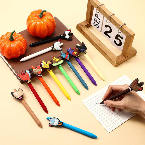 Sayglossy 12 Pcs Chicken Lover Gifts Funny Pens Bulk Roosters Turkey Hen Farm Animal Ballpoint Pens for Chicken Lovers