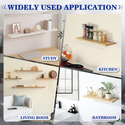 4 Shelves,10'' 1/5" Inch Alise Floating Shelf Brackets White, Pcs L Brackets for Hidden Invisible Shelf Brackets, Thick