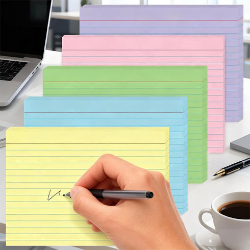 JINMIKEJI 5x7 Inch 50 Pack Colored Index Cards - Ruled Flash Cards for Students, Office & Home, Durable Study Note