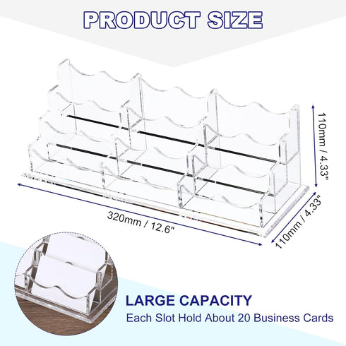 PATIKIL Business Card Holder for Desk, 3 Tiers 9 Slots Clear Acrylic Card Stand Organizer for Office Exhibition