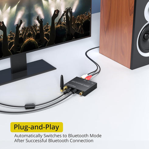 PROZOR 192k Digital to Analog Audio Converter with Bluetooth 5.0 Receiver, Digital Toslink Optical to 3.5mm Audio