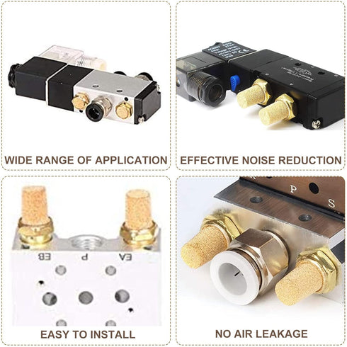 Mtsooning 10PCS Pneumatic Exhaust Muffler, 1/8" NPT Adjustable Brass Flow Control Silencer, Sintered Air Controller for Cylinders Solenoid Valves Crank Cases Gear Boxes Oil Tanks by Mtsooning