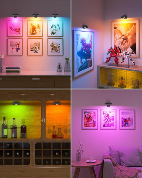 Remote,9 Colors,Dimmable&Timer,Art WILLED RGB Lights,Poster Lights,Battery Operated Rechargeable Picture Light,Puck