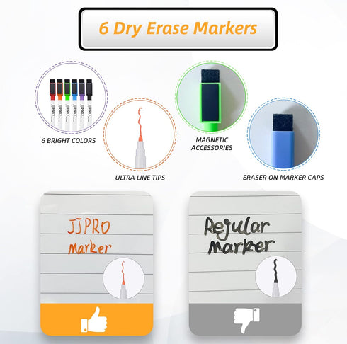 JJPRO Magnetic Dry Erase Chore Chart and Weekly Calendar Set for Fridge, Behavior Chart for Multiple Kids, Reward Chart