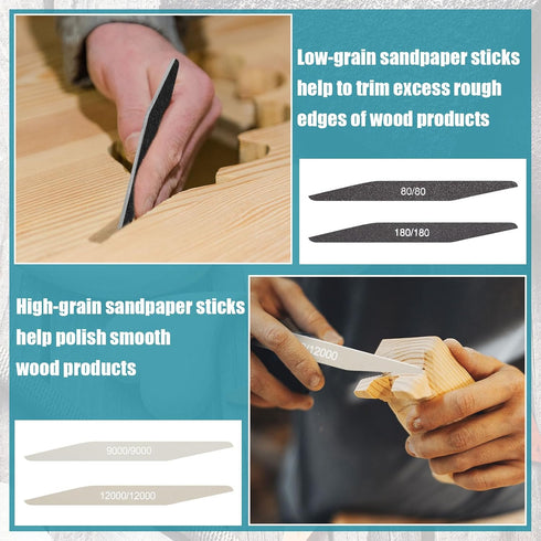 Honoson 20 Pcs Sanding Sticks - Polishing Sticks for Plastic Models, Assorted Metal and Wood Tools for Beginners