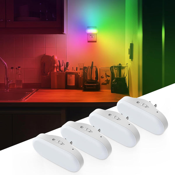 DORESshop RGB Night Lights Plug into Wall, 4 Pack Dusk to Dawn