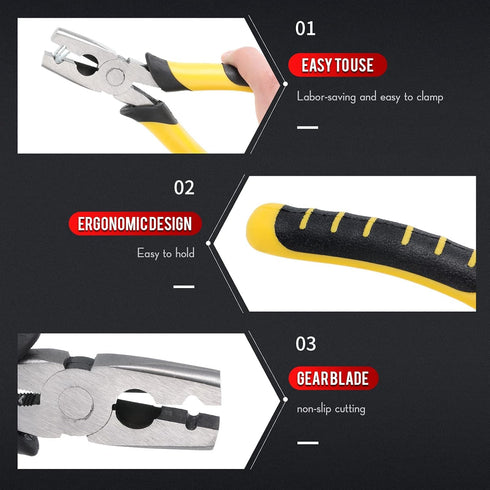 300 Pieces Wire Cage Clips with 1 Piece Wire Cage Buckle Snap Plier for Chicken Pet Dog Cat Cage (Silver, Black, Yellow)