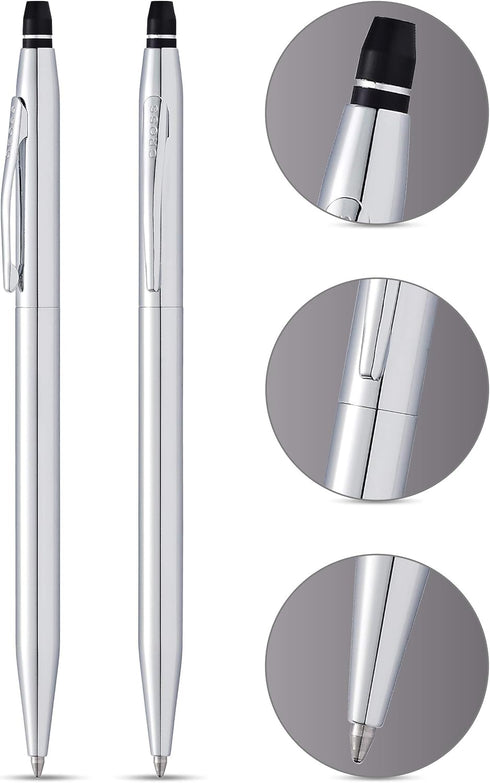 Cross Click Refillable Ballpoint Pen - Medium Point, Black Ink, Chrome - Everyday Gift Box