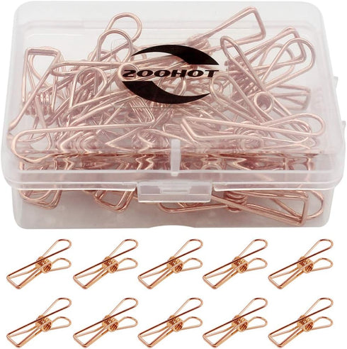 Pack of 25 Multi-Purpose Small Metal Clips, Rose Gold Clothesline Utility Clips