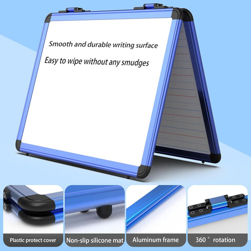 Dry Erase Board, 17x13 inch Magnetic Whiteboard, A3 Foldable Small with Lines, Perfect for Office, School, Home