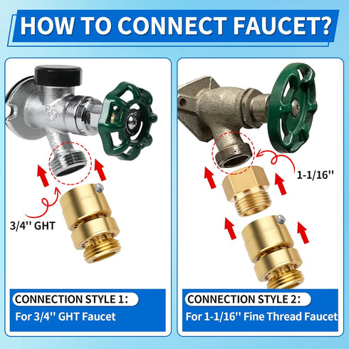 3/4" 1-1/16" 3/4" 1-1/16'' 3/4" Boltigen Self Draining Vacuum Breaker, No Lead Brass GHT Hose Bib Backflow Preventer