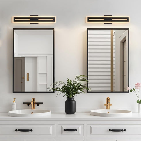 24 Inch, 15W Dimmable 3CCT WILON Modern Bathroom Vanity Light LED Vanity Light, Black Bathroom Lights Over Mirror