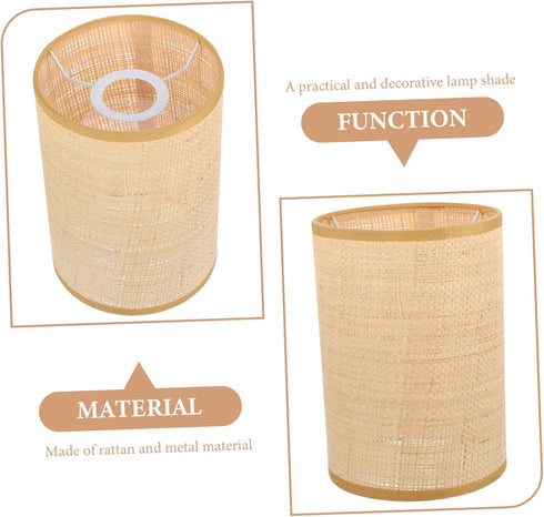 SEWACC Modern Woven Rattan Lampshade for Table and Floor Lamps Durable Metal Frame with Rustic Minimalist Design Eye