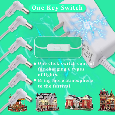 AIZYSY 4.5V 94566 44241 74295 84428 Cord(6 DC Power Adapter Charger for Lemax Lighting Accessories Christmas Micro