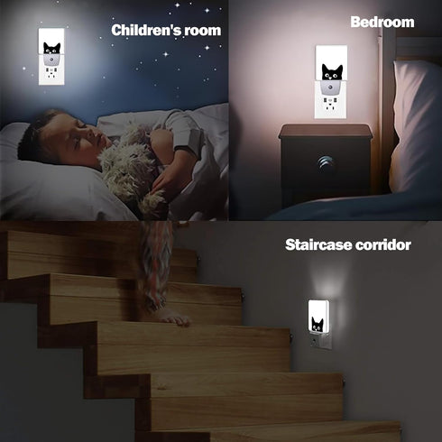 Black Cat Cute Dusk to Dawn Night Light, Auto Sensor Lamp Home Indoor Stairway Kitchen Corridor, Night Lights Plug into