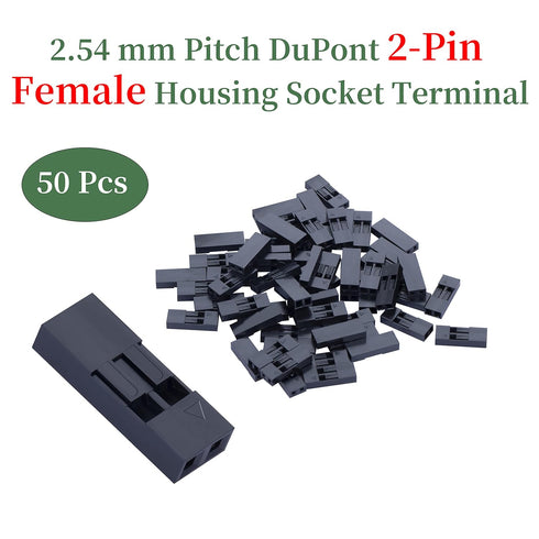 50 Sets Dupont 2.54 mm Pitch 2-Pin Female Adapter Cable Connector Accessories, 150 Pieces Crimp Pins Kit