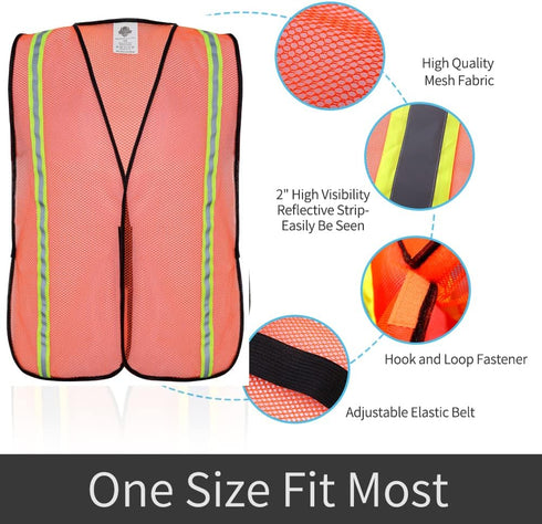 High Visibility Reflective Safety Vest, Durable Mesh with Reflective Strips, Fit for Men & Women, Work, Construction,