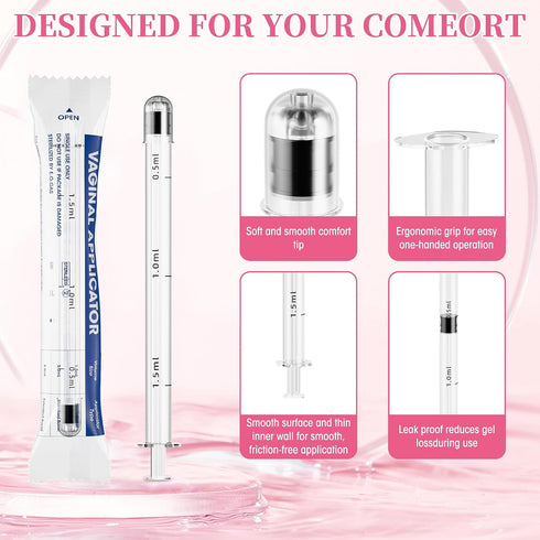 1.5ml 60 Pack Disposable Vaginal Applicator Injector Vaginal Cream Applicators with Dosage Measurements, Fit Most