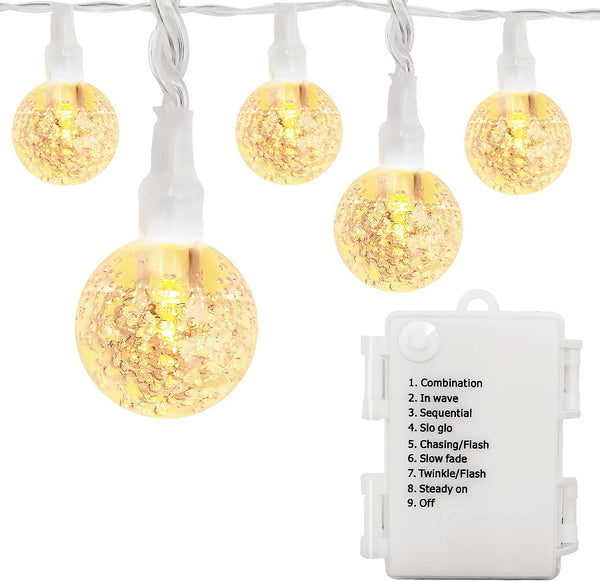 Battery Operated Globe String Lights 16FT Waterproof 30 LED 8 Modes Outdoor