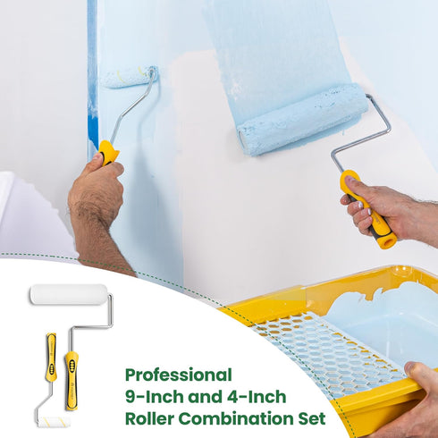22 9-Inch Voomey Professional Paint Roller Kit Pcs, Upgraded Paint Roller with Super Coverage Effect, Paint Brush