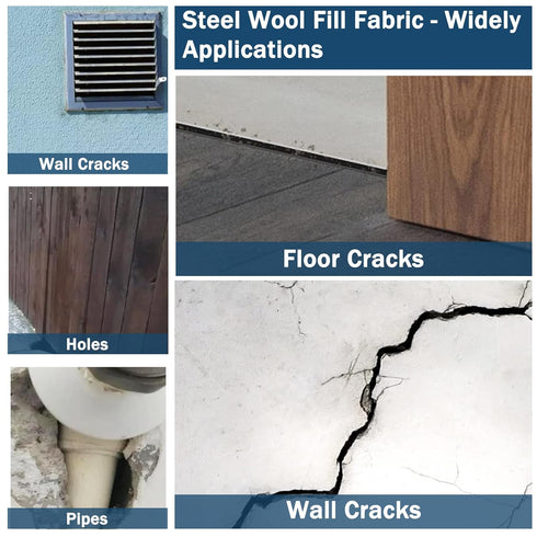 Steel Wool Pads for Mice Control, Rodent Foam, Gap Blocker, Filler for Holes/Siding/Pipeline/Vents, 4 Pack