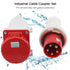380-415V 63A Electrical Cord Connector - Waterproof 3P+N+E 5 Pin Power Socket for 6-16mm² Cable