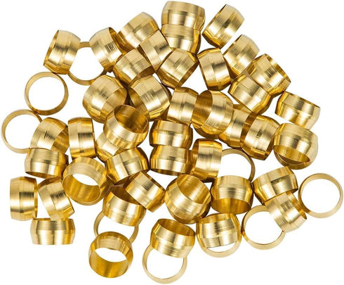 110PCS Brass Compression Fitting Assortment Kit, Tube OD (1/4" 5/16" 3/8" 1/2") Ferrules