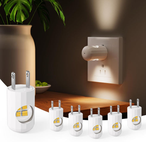 GEPLAD 6-Pack LED Night Light Plug-in Wall Outlet Light, Soft White 3000K,Dusk to