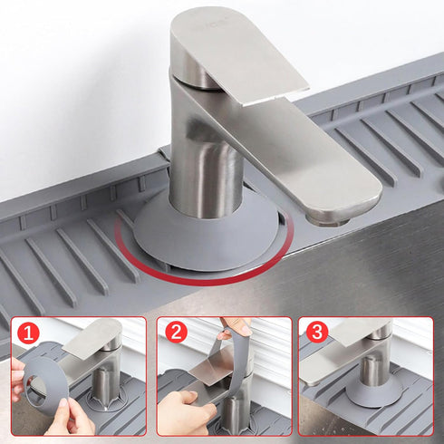 WSIWZAI 4PCS Small Sink Faucet Splash Handle Drip Guard Mat Silicone Pad Protectors Behind Draining for Kitchen