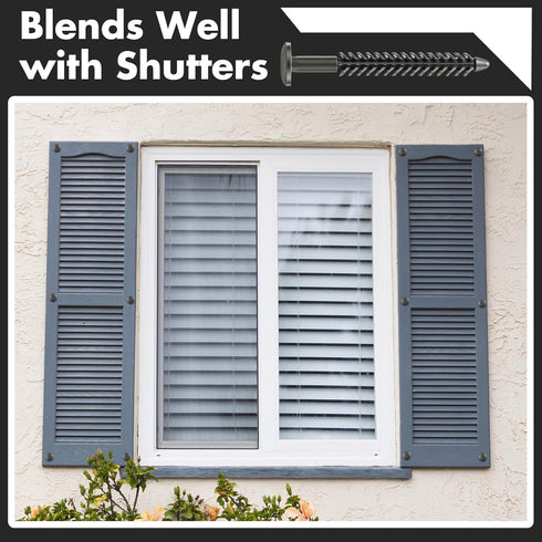 MorningRo 24 Set 3 Inch Vinyl Shutter Fasteners and Plastic Caps Shutter Fastener Spike Peg Loks Windows Outside